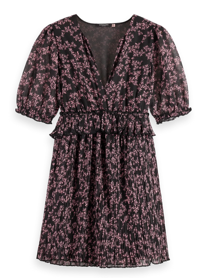 Floral Pleated Mini Dress