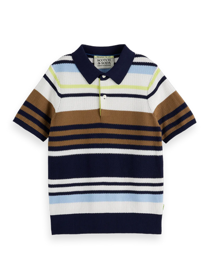 Boys' Structured Striped Knit Polo