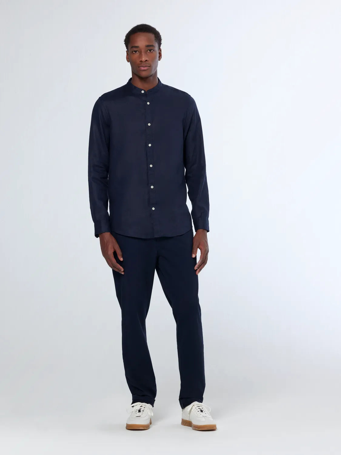 Essentials — Linen Stand Up Collar Shirt