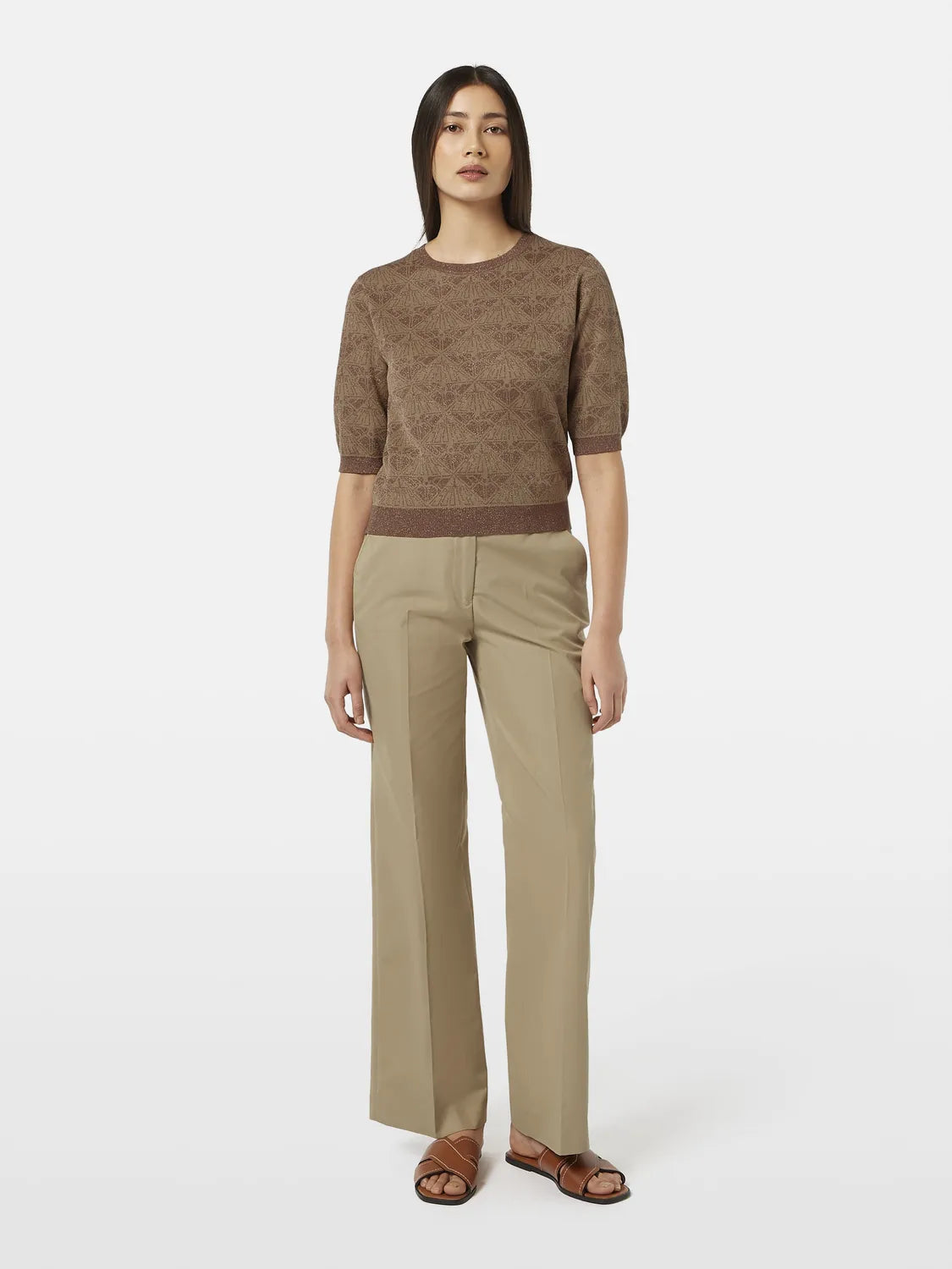 Edie Tailored Wide-Leg Fixed Belt Pant
