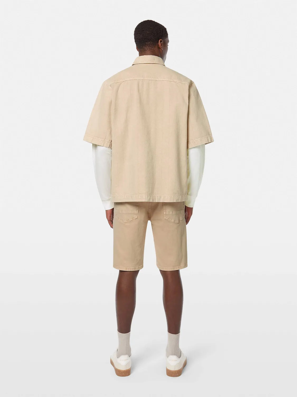 Short-Sleeve Washed Denim Shirt | Desert Sand