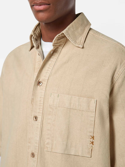 Short-Sleeve Washed Denim Shirt | Desert Sand