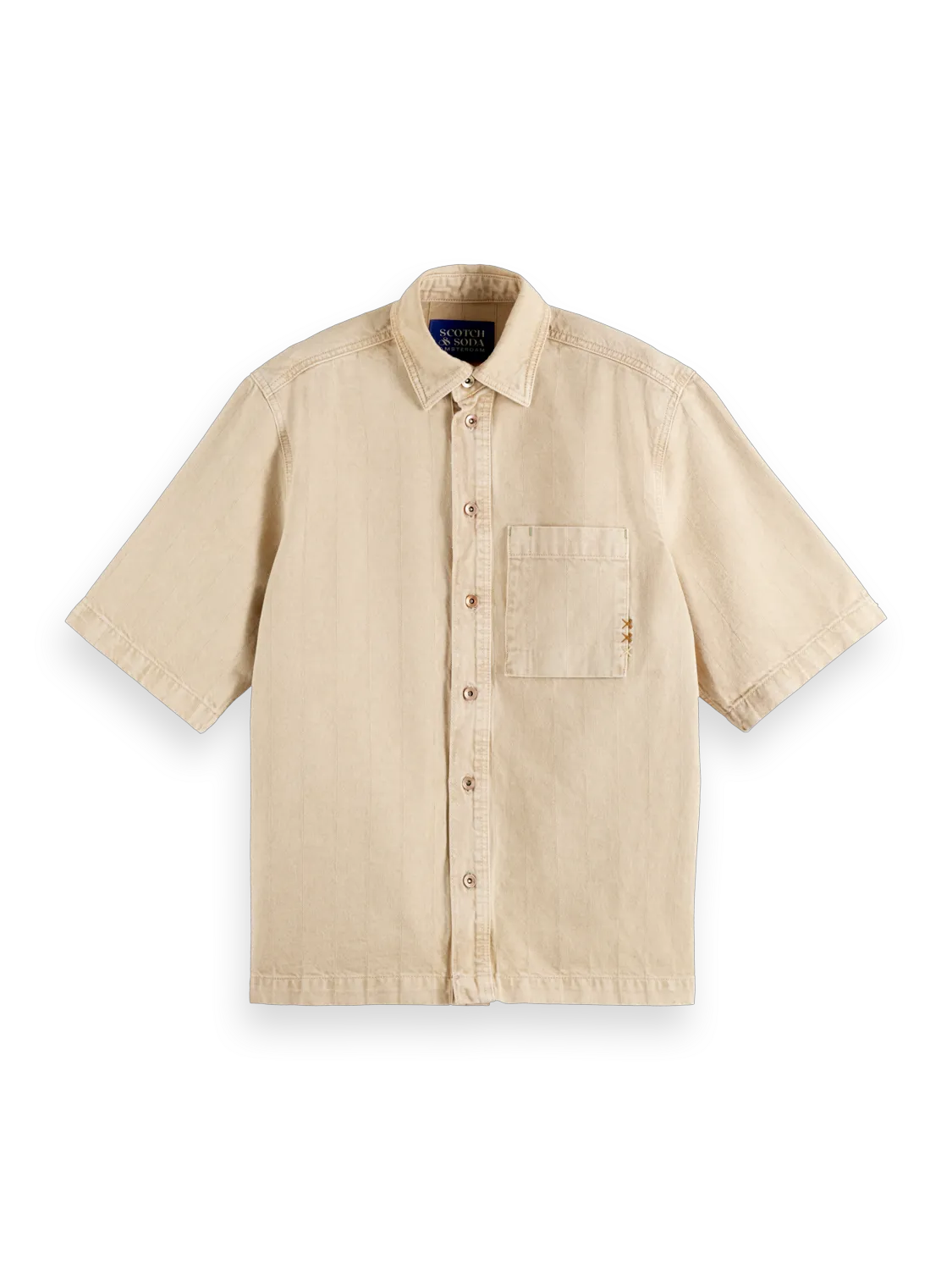 Short-Sleeve Washed Denim Shirt | Desert Sand