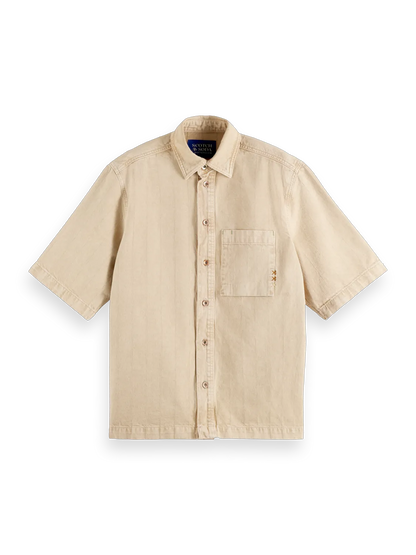 Short-Sleeve Washed Denim Shirt | Desert Sand