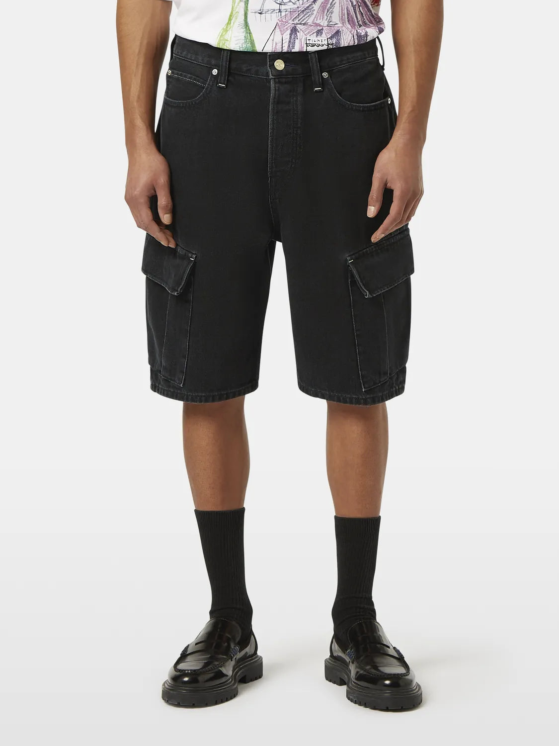 The Strand Loose Denim Cargo Short | Black Buzz