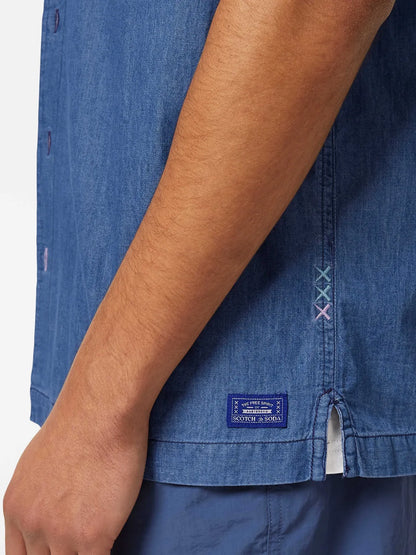 Relaxed-Fit Lightweight Denim Short Sleeve Shirt