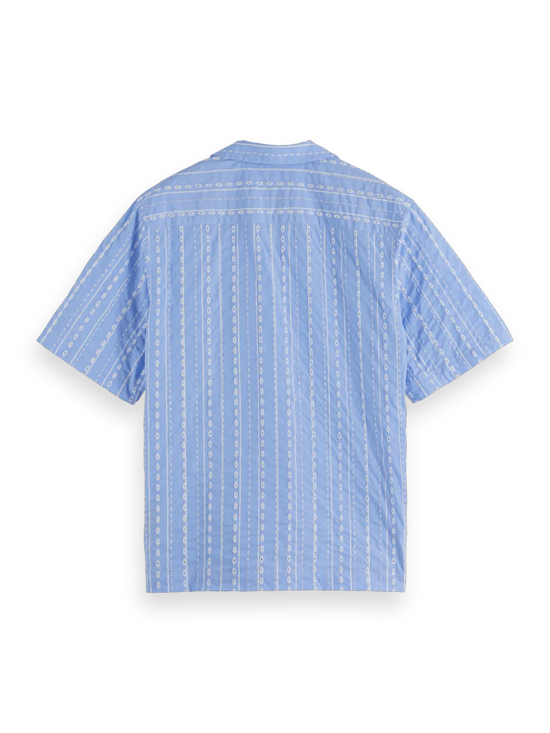Embroidered-Stripe Relaxed-Fit Short Sleeve Shirt