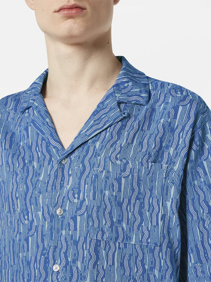 Printed Relaxed-Fit Linen-Blend Short Sleeve Shirt