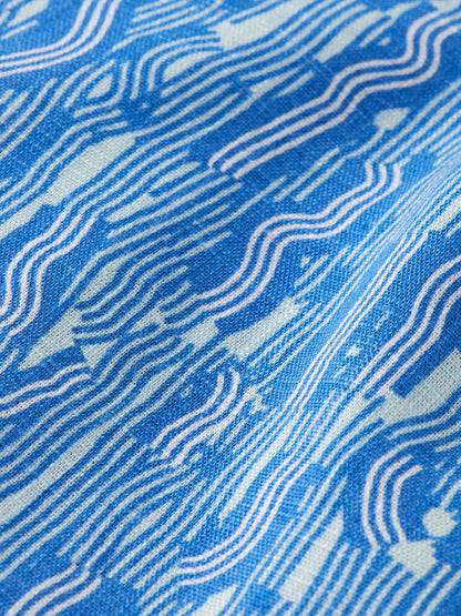 Printed Relaxed-Fit Linen-Blend Short Sleeve Shirt