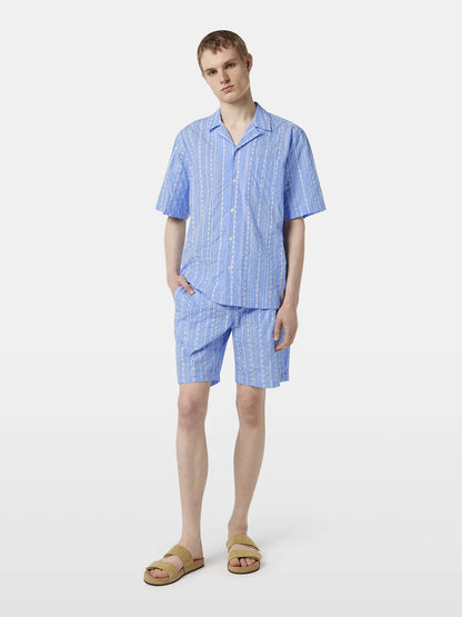 Twilt Embroidered-Stripe Seersucker Bermuda Short
