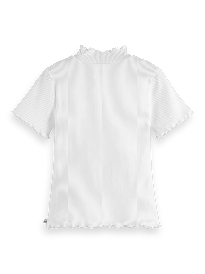 Girls' Core Mock Neck Ribbed Slim-Fit Short Sleeve T-Shirt