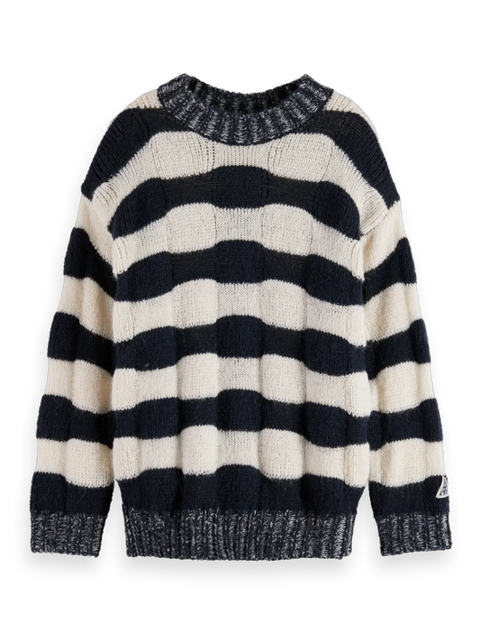Girls' Loose-Fit Chunky Striped Pullover