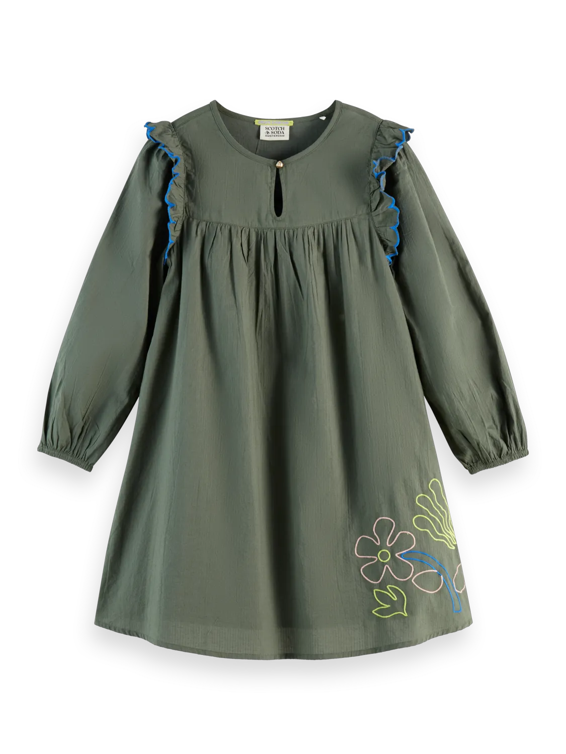 Girls' Seersucker embroidered dress