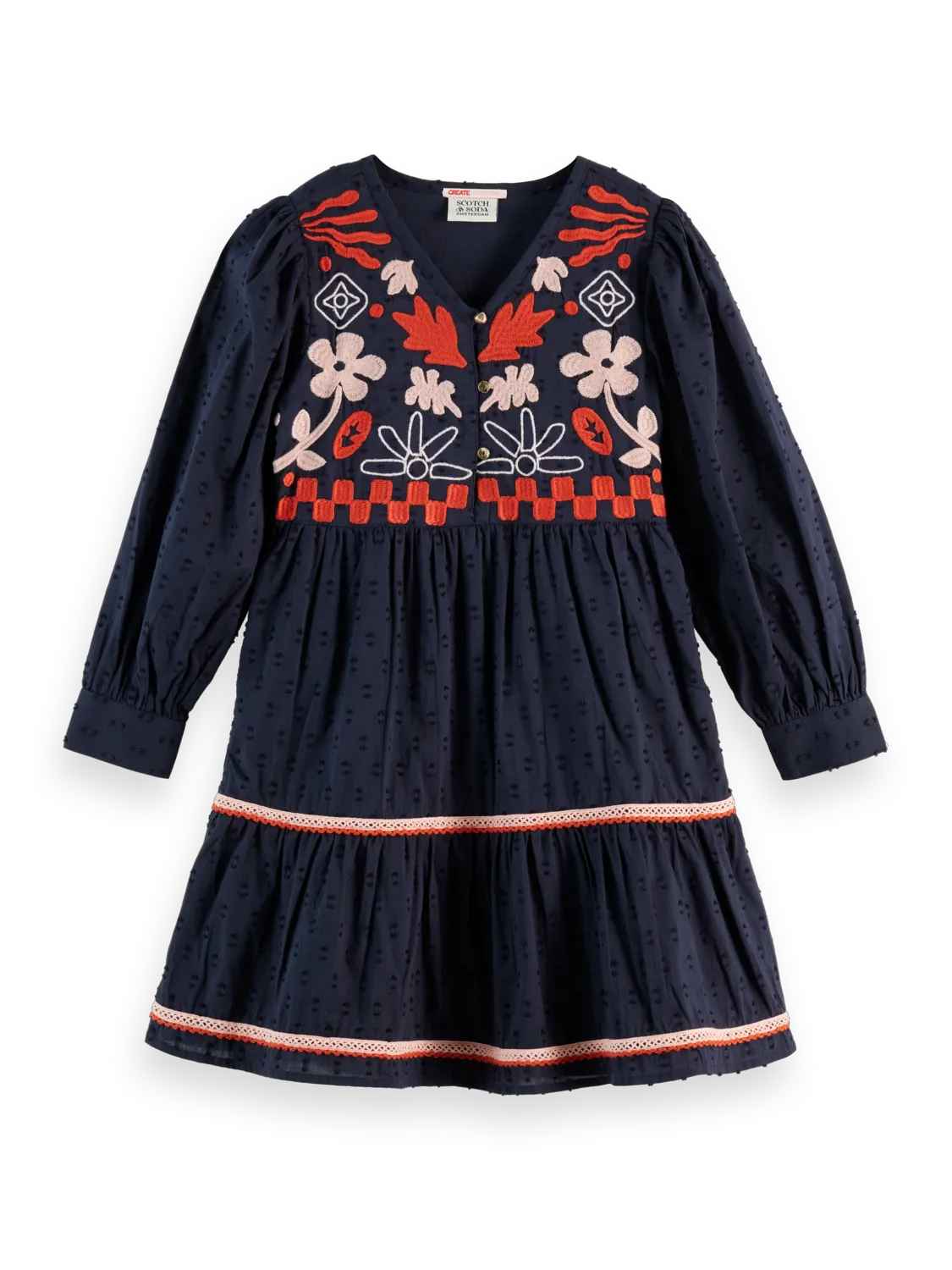 Clip Jacquard Embroidered Dress