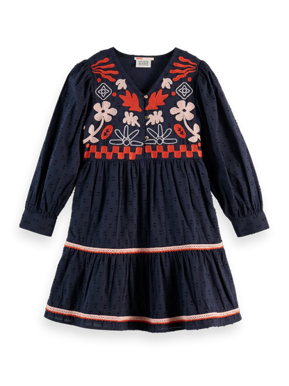 Clip Jacquard Embroidered Dress