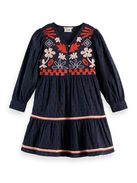 Clip Jacquard Embroidered Dress