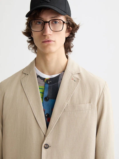 Relaxed-Fit Cotton Linen Twill 2-Button Blazer