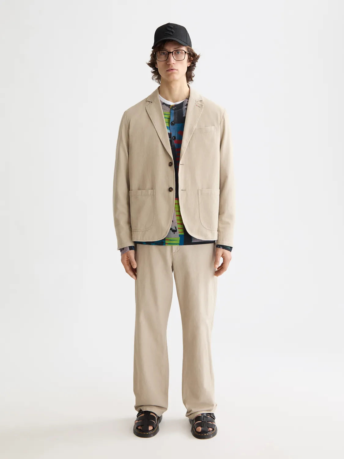 Relaxed-Fit Cotton Linen Twill 2-Button Blazer