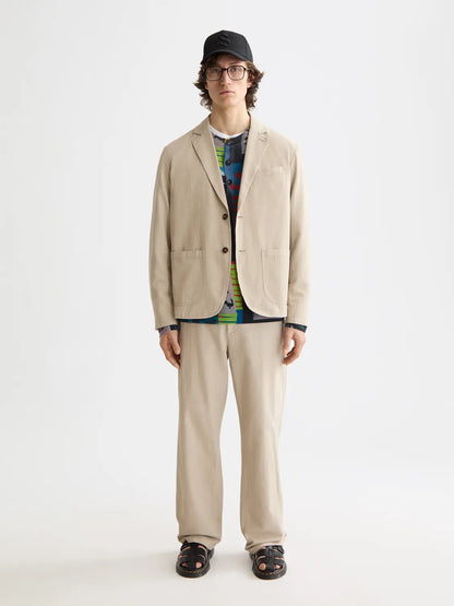 Relaxed-Fit Cotton Linen Twill 2-Button Blazer