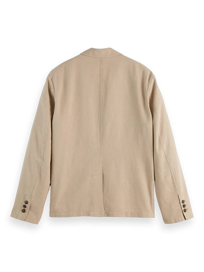 Relaxed-Fit Cotton Linen Twill 2-Button Blazer