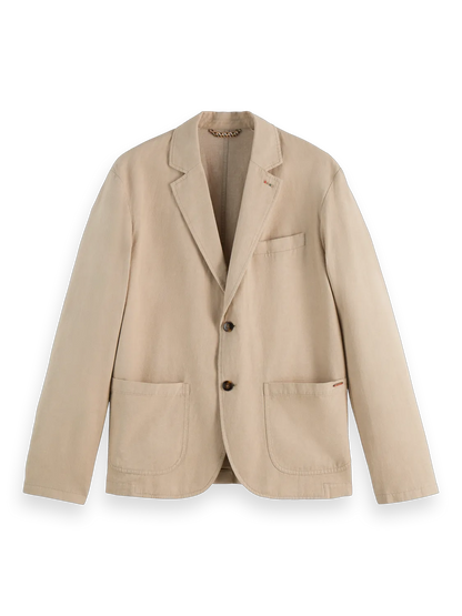 Relaxed-Fit Cotton Linen Twill 2-Button Blazer