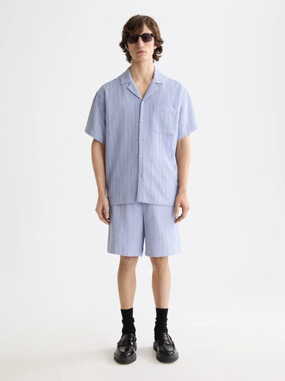Tonal-Striped Short-Sleeved Shirt