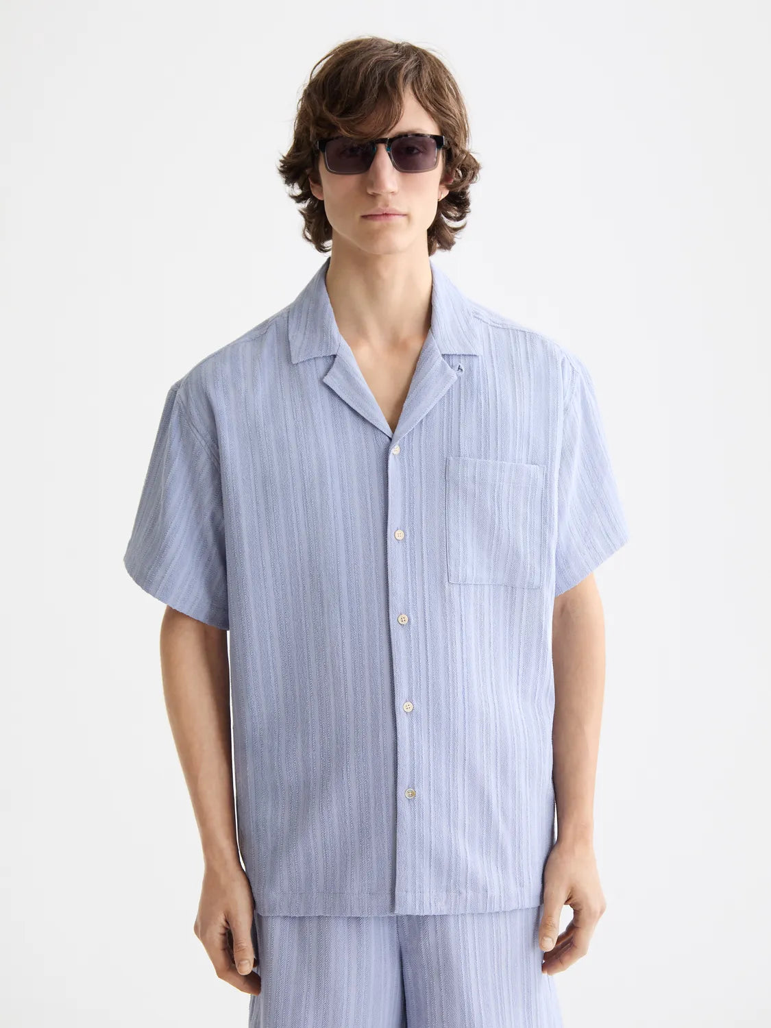 Tonal-Striped Short-Sleeved Shirt