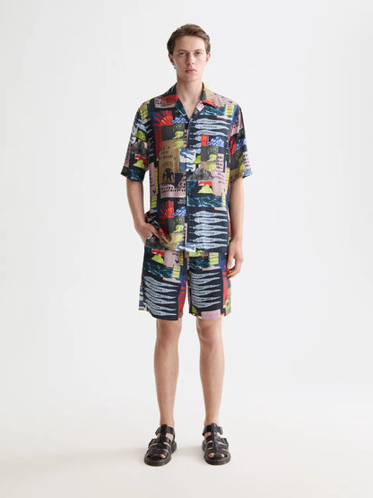 Fave - Printed Tencel Regular Fit Bermuda Shorts