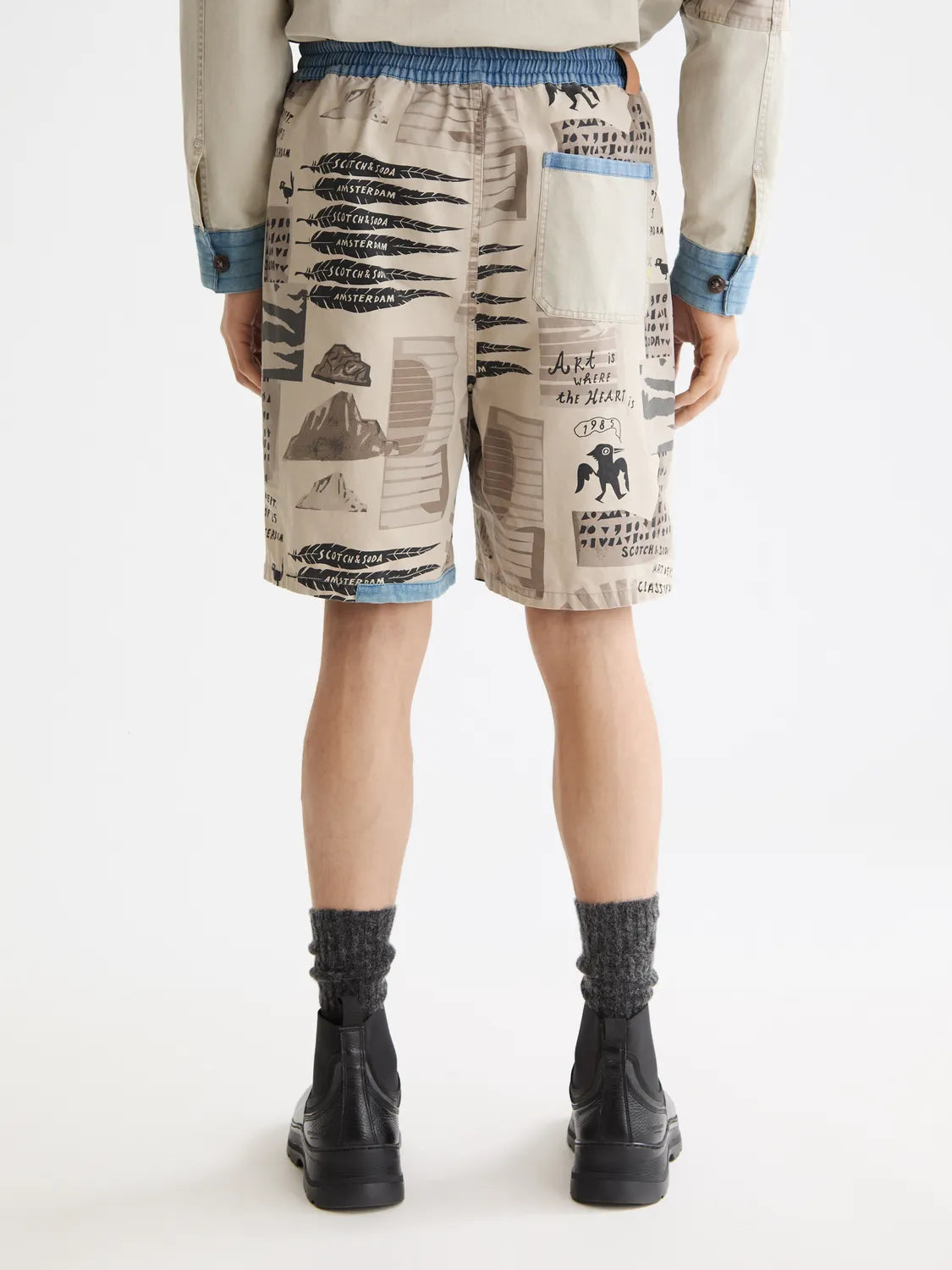 Loose-Fit Printed Washed Bermuda Shorts