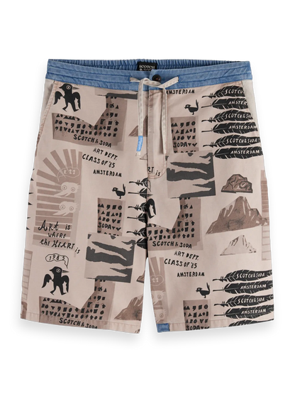 Loose-Fit Printed Washed Bermuda Shorts