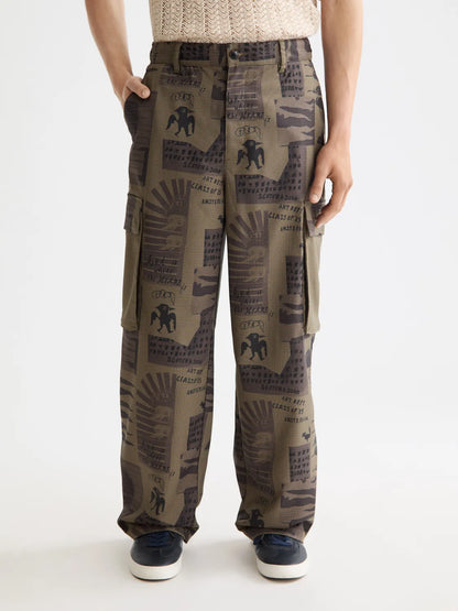 Baggy Fit All-Over Printed Cargo Pants