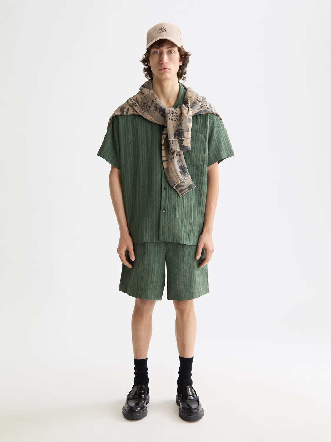 Fave - Tonal Striped  Regular Fit Bermuda Shorts