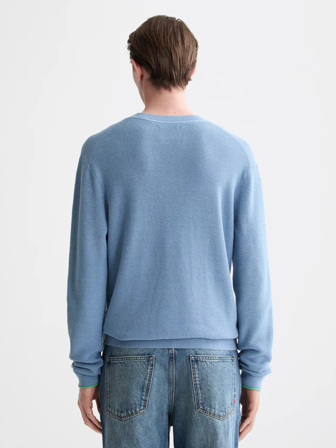 Regular-Fit Cotton Linen V-Neck Pullover