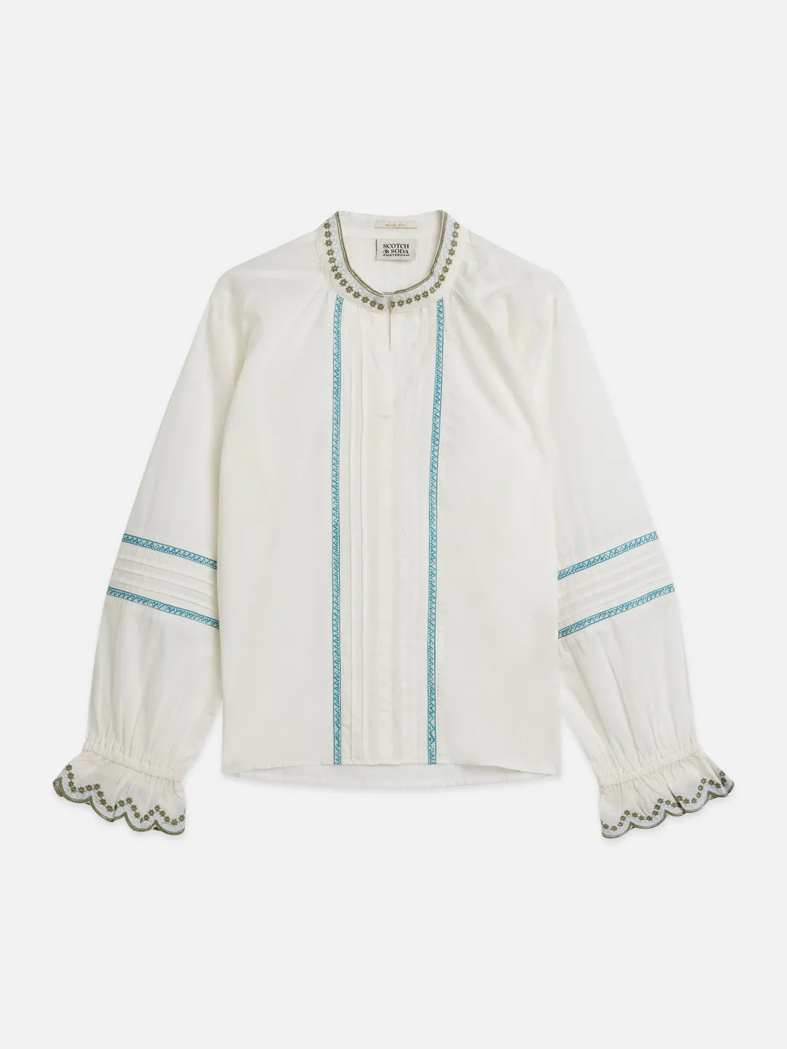 Embroidered Cuff Longsleeve Cotton Shirt