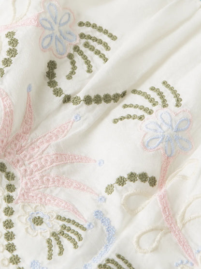 Embroidered Hem Cotton Skirt