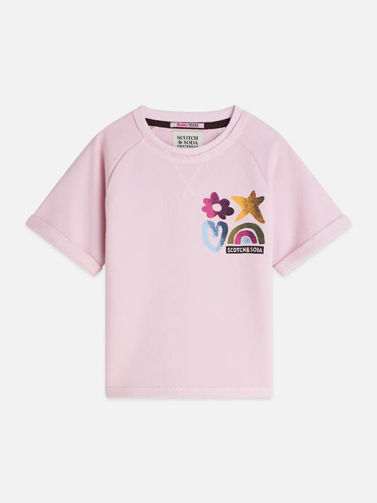 Girls' Front Artwork Short Sleeve Sweatshirt