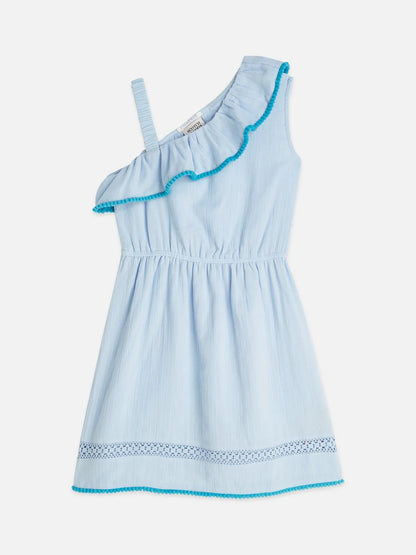 Girls' Asymmetrical Ruffle Cotton Dress