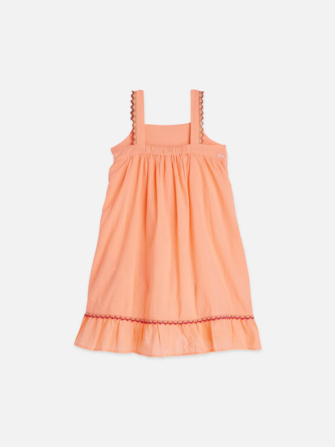 Girls' Embroidered Stripe Cotton Strap Dress