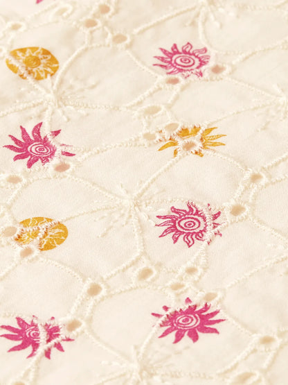Girls' Printed Embroidered Cotton Dress