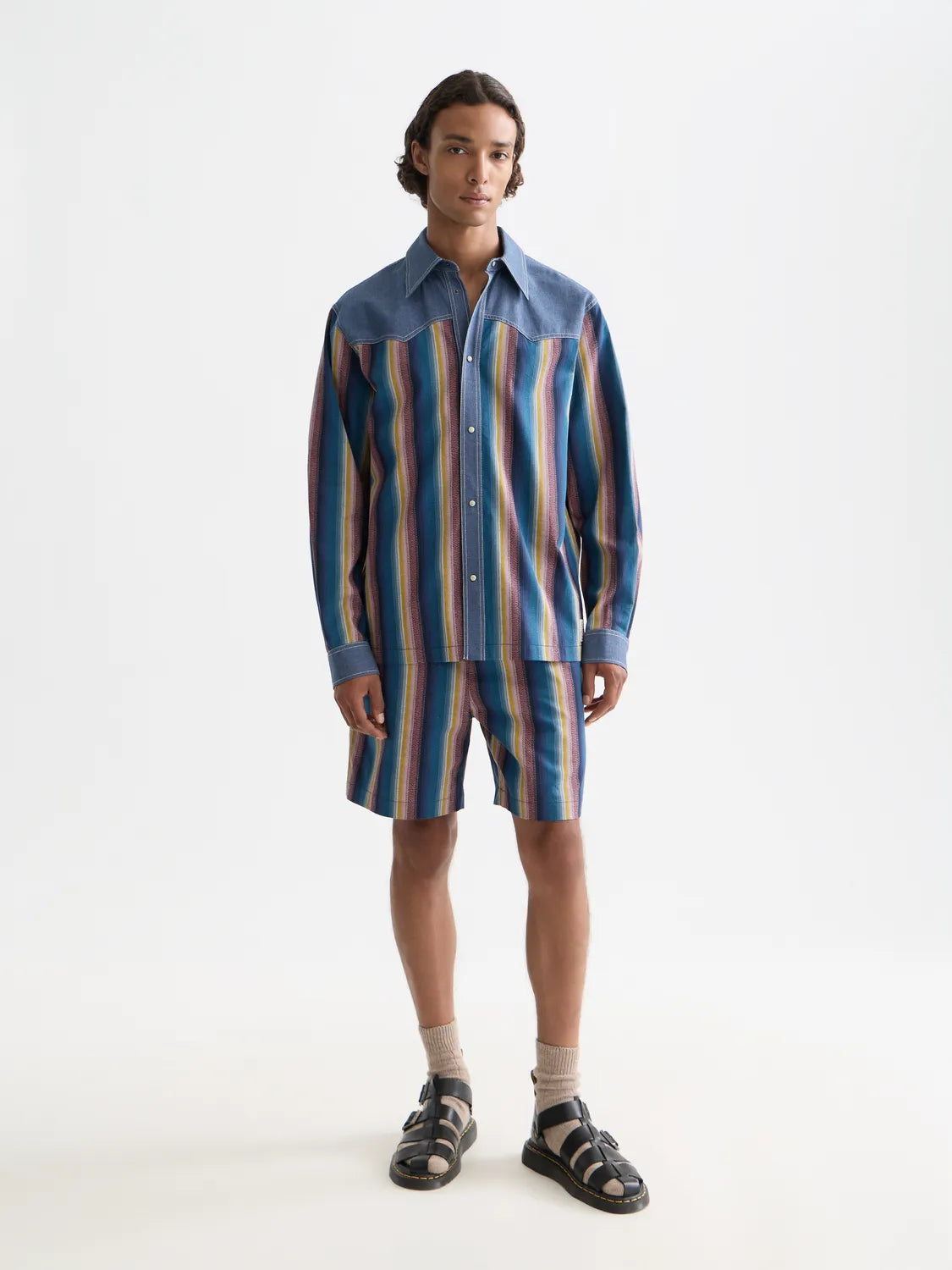 Multicolor Stripe Western Shirt