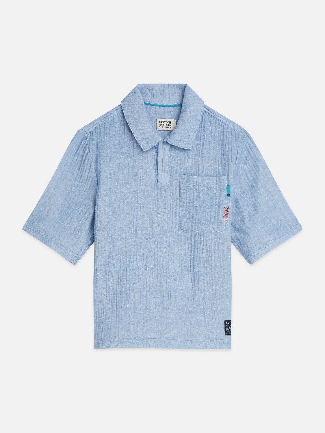 Boys' Cotton Chambray Short-Sleeve Shirt