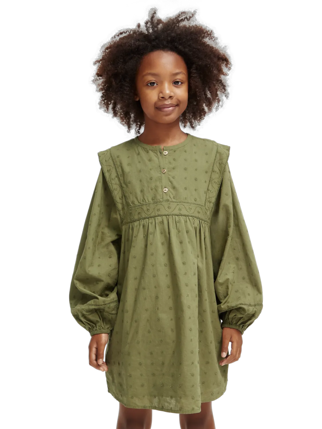 Girls' Broderie Anglaise Panel Dress