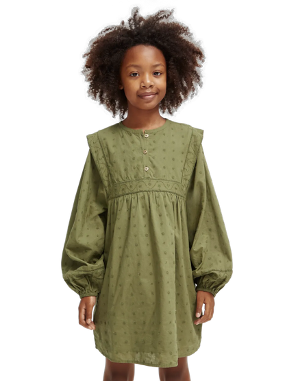 Girls' Broderie Anglaise Panel Dress