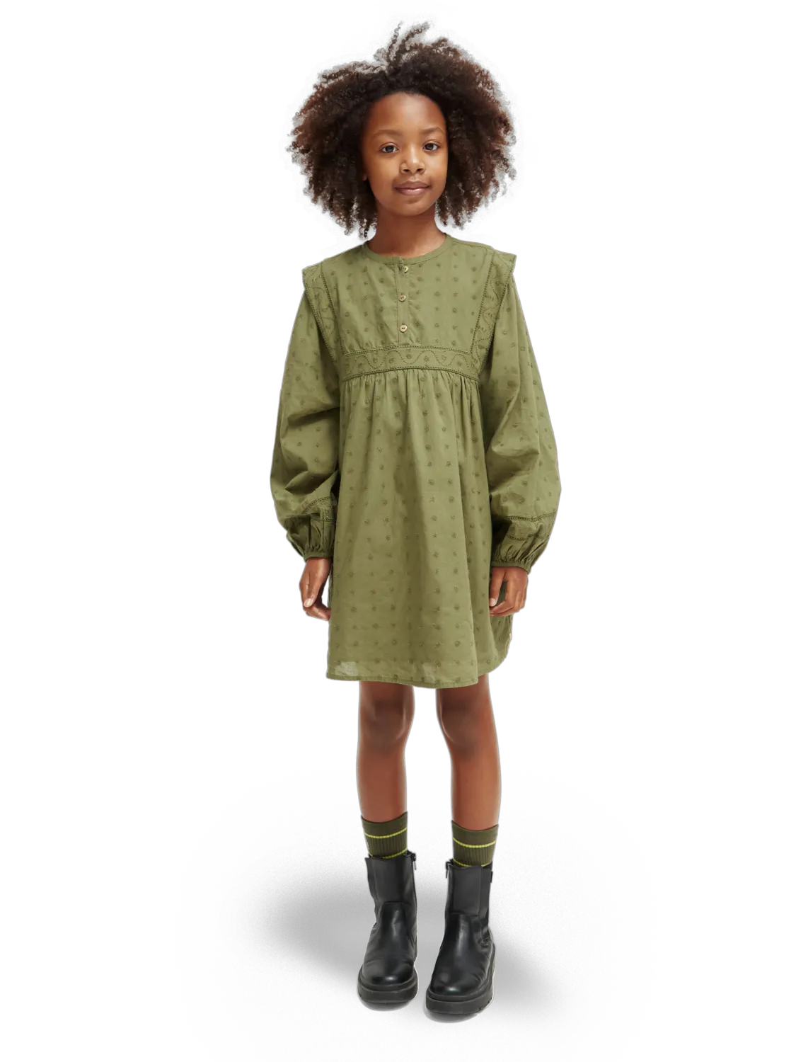 Girls' Broderie Anglaise Panel Dress