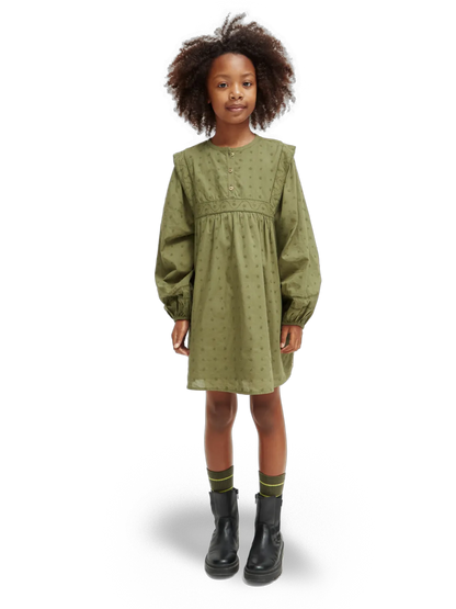 Girls' Broderie Anglaise Panel Dress
