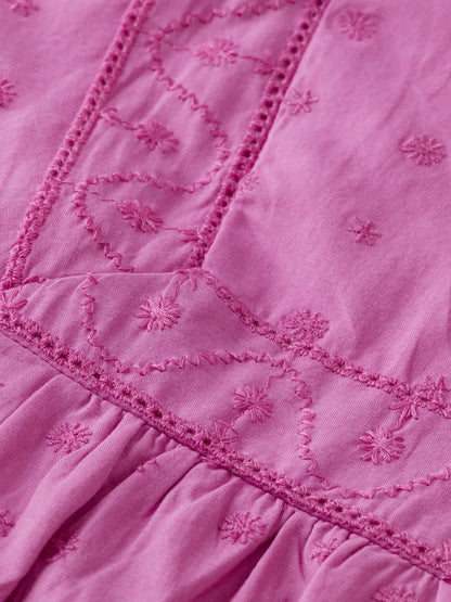 Girls' Broderie Anglaise Panel Dress