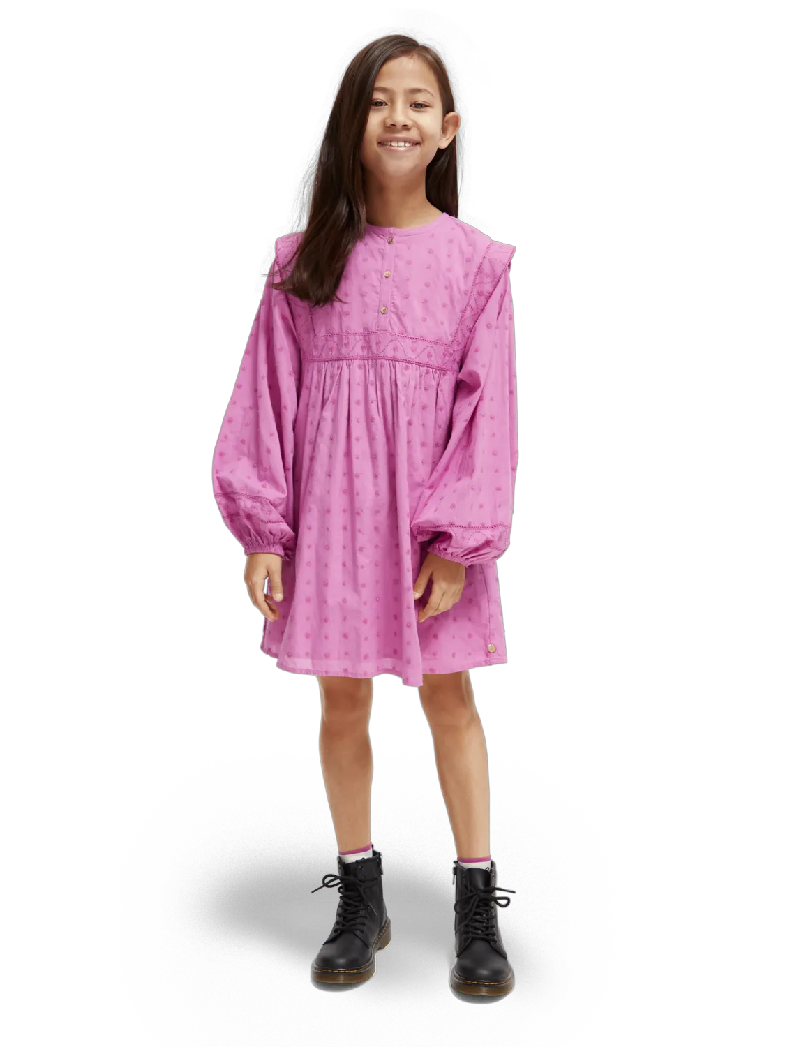 Girls' Broderie Anglaise Panel Dress