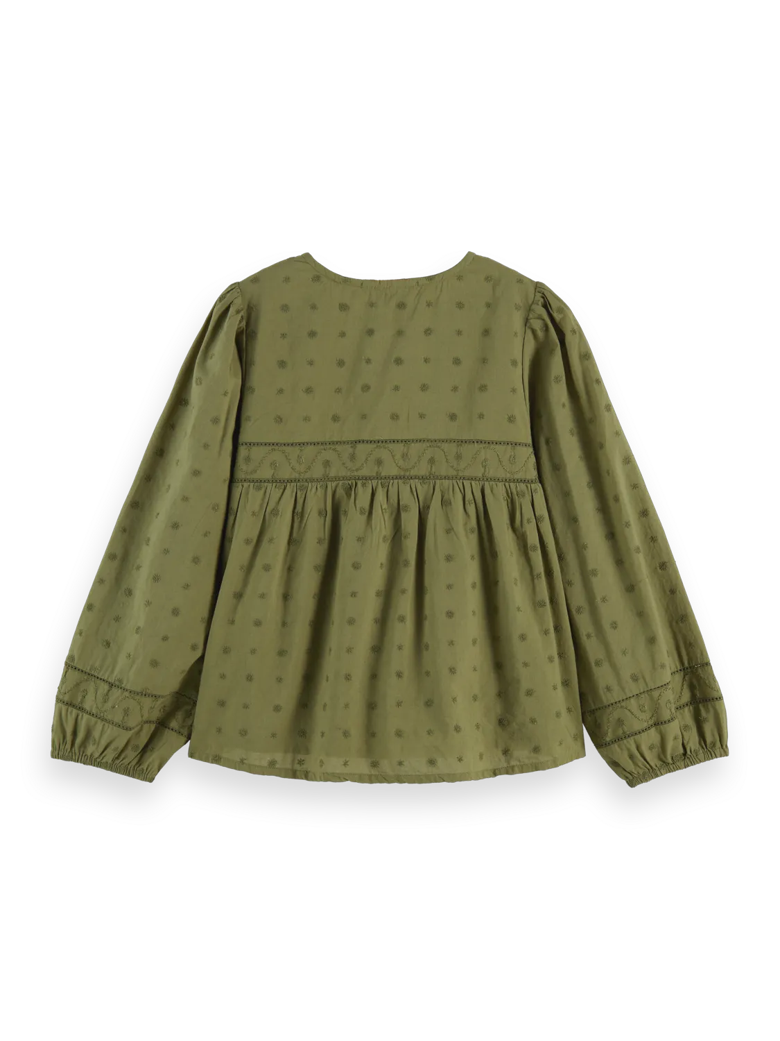 Girls' Broderie Anglaise Paneled Top