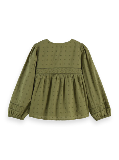Girls' Broderie Anglaise Paneled Top