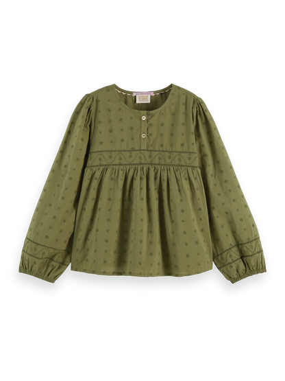 Girls' Broderie Anglaise Paneled Top